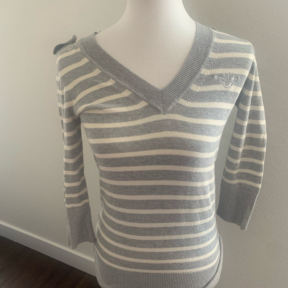 Juicy Couture Grey White Striped Sweater